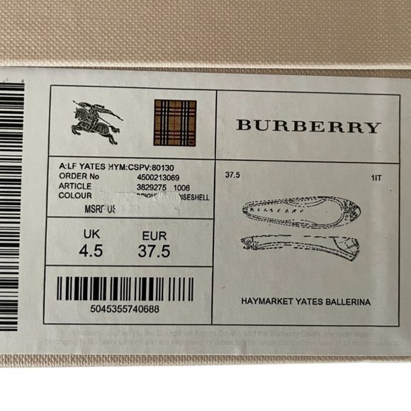 EUC Burberry Haymarket Yates Ballerina 37.5 - Picture 7 of 7